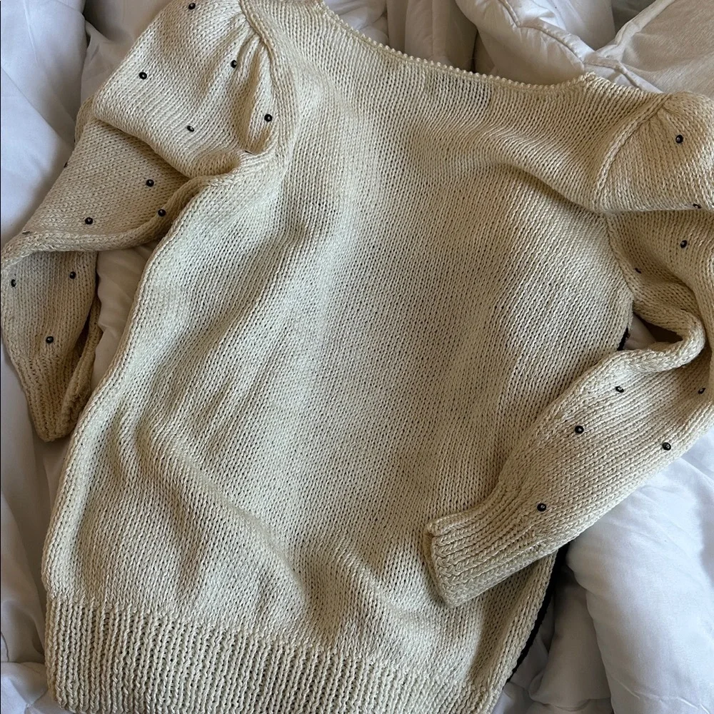 Vintage Nannell Black Cream Sweater Embellishments - Picture 5 of 11